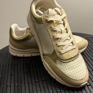 Comfortflex Gold and Cream Women's Sneakers leather/suede. Made in Brazil